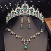 Utsökta brudsmycken set med Tiara Crown Necklace Earring Set Women Girls Wedding Dress Tiaras Bride 240202