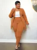 WMSTAR Plus Size Two Piece Outfits Kvinnor Matchande kostym Solid Top Leggings Pants Set Casual Fall Winter Partiet Drop 240202