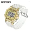 腕時計SANDA 2024販売防水デジタルウォッチユニークな透明な樹脂ストラップ多機能男性腕時計レリジオ2009