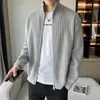 ソリッドニットセーターの男性が首輪韓国ファッションジッパーカーディガンセーター240130用の大きなサイズのニットウェアジャケット
