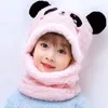 Berets Kids Winter Hat Cap Girl Balaclava Baby Cartoon Kids With Ears Bear Stuff Head Hood DM25