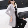 Women's Suits Women Spring Autumn Korean Small Suit Commute Fashion Look Thinner Button Splicing Versatile Long Sleeved Mid Length Coat