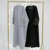 Roupas étnicas Algodão Linho Aberto Abaya com Mangas Bordadas Kimono Muçulmano Abayas para Mulheres Dubai Luxo Turquia Islâmica Kaftan Robe