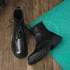 Classic Unisex s Boots Waterproof Fur Black High Top Smooth PU Leather Man Mens Motocyle Boots Shoeshh5 240126