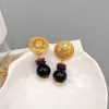 Boucles d'oreilles pendantes rétro européenne et américaine, disque creux en pierre de verre pour femmes, placage élégant, bijoux en or 18 carats, vente en gros