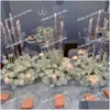 Party Decoration Clear Acrylic Table Flower Stand Centerpiece Cylinder 9 Heads Candelabra For Hall El Restaurant Flowers Shaped Drop D OTP6J