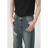 Jeans masculinos homens retro buraco quebrado mulher primavera outono alta rua lavagem denim calças americano hip hop unisex casual calças largas perna