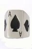 FANSSTEEL acier inoxydable vintage hommes ou femmes bijoux CHEVALIÈRE CLASSIQUE POKER SPADE A LUCKY RING 13W772306620