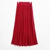 Skirts Sanishroly Women Long Pleated 2024 Summer Autumn Elastic High Waist Modal Skirt Female Big Swing Maxi Saia SE587
