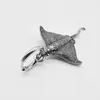 Hoop örhängen vintage silverfärg djävul ray charm retro rostfritt stål hav djur flygande strålar piercing öronringar mode smycken