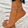 Bracelets de cheville Boho Double couche bracelets de cheville pour femmes perle Streaming pendentif chaînes de pied 8 forme Bracelet de plage bracelets de cheville système solaire Bracelet YQ240208