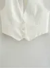 Nlzgmsj traf moda feminina colete sem mangas coletes para mulheres chique com decote em v único breasted senhoras colete branco topos 240125