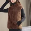 Gilet da donna Gilet senza maniche da donna Giacca in peluche con colletto alla coreana Chiusura con cerniera Gilet invernale caldo per l'autunno