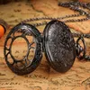 Pocket Watches Vintage Hollow Black Pumpkins Dial Quartz Necklace Watch Pendant Gifts for Men Women and Kids Clock