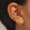 Boucles d'oreilles à dos JWER 1 pièce, élégant entrelacement de strass, perle, Clip d'oreille sans trou, doux pour femmes, bijoux de manchette