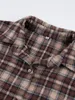 Mnealways18 Vintage chemises à carreaux femmes lâche vichy femme Blouse printemps 2024 bouton haut Shacket surdimensionné longues chemises dames 240130
