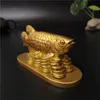 Ouro animais estátuas de peixes estatuetas sorte ornamentos decoração para casa chinês feng shui buda estátua escultura resina artesanato presentes 240119