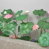Decorative Flowers 1 Bunch Artificial Lotus Water Lilys Silk Flower Leaves Pond Pool Buddha Ornament Home Garden Vases Arrangment Table El