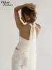 Czołgi damskie whatiwear damskie pasek kamizelki seksowne białe bez pleców szalik na ramionach krótkie letnie zakupy