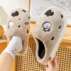 Pantoufles femmes mignon dessin animé vache en peluche plate-forme Super doux bout fermé sans lacet chaussures floues hiver chaud maison Shones