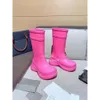 2024 New Designer Quality Rubber Womens Thick Soles Round Head Anti Slip Fashionable and Versatile High Tube Rain Boots