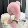 Ladies Fox Fur Princess Hat Winter Fashion Casual Business varm stickad hatt 100% Natural Fox Fur 240122