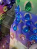 Escenario desgaste brillante colorido diamantes de imitación manga larga falda corta falda de dos piezas conjunto sexy noche cumpleaños celebrar rendimiento traje de baile