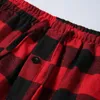 Homens sleepwear homens vintage xadrez homewear calças elásticas cintura longa calças largas em linha reta solta nightwear pijama pant masculino bottoms