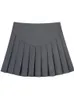 GIBSIE grande taille femmes taille haute jupe plissée Kawaii décontracté école coréenne a-ligne jupe gris noir Mini jupes pour les filles 240130