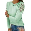 Women's Blouses Women Top Elegant Lace Flower Applique Spring Plus Size Long Sleeve T-shirt For Casual Daily Wear Soft Stretchy