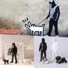 The Man Leading Dog Sculpture Banksy Statue Street Modern Pop Art Living Room Shelf Office Home Bar Decoration Collections Gift 240123