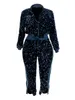 LW Plus Size Two Pieces Sets Velvet Sequined Zipper Design top coat Pants Set Fashion party Evening womens matching set 240130