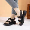 Sandales d'été plissées en éponge pour femmes, semelle épaisse, sandales de plage décontractées, chaussures de haute qualité, plateforme Sandalias