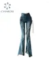 Jeans pour femmes Y2k Flare Vintage Low Waited Split pantalon Aesthetic Streetwear Casual Cargo Pantal