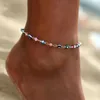 Bracelets de cheville Bohème turc mauvais œil bracelets de cheville pour femmes hommes perles rondes colorées chaîne de jambe bracelets de cheville été plage pied bijoux cadeaux YQ240208