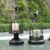 Simple Retro Metal Candle Holder Wrought Iron Bird Cage Ornaments Soft Decorations Romantic Light Dinner Props 240125