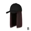 Ball Caps Baseball Wig Hat Brown Light Black Short Straight High Women Hair With Temperature Cap N9I0