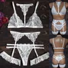 BHs Sets Halter Wireless BH Set Frauen Spitze Dessous dünne leichte Tanga Bein Ring Unterwäsche Strumpfhosen Wäsche für Frau