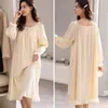 Women's Sleepwear Sleeved Nightdress Autumn Winter Cotton Nightgown Women Spring Sexy Pajamas High Sense Lace-up Bathrobe