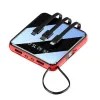 20000MAH MINI POWER BANK MED MICRO USB TYP C CABLE PORTABLE LARGARE LED Mirror PowerBank Externt batteripaket Power Bank