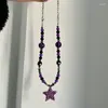 Collier avec pendentif en perles pentagramme pour femmes, chaînes à paillettes, étoile, doux, Cool, tendance Harajuku, ras du cou, esthétique, bijoux Y2k