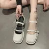 Klädskor med grunt mun tydlig klackar kvinnlig sandal svart för kvinnor Mary Jane All-Match 2024 Summer Medium Girls Beige Fashion Com