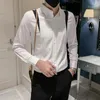 남성용 캐주얼 셔츠 스프링 가을 가을 블랙 흰색 패치 워크 남자 셔츠 패션 버튼 업 긴 슬리브 남성 트렌드 슬림 한 Camisa Masculina