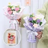 Decorative Flowers Finished Graduation Flower Bouquet Knitted With Gift Bag Lamp String Festival Valentine's Day Handmade Gifts