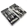 Kit per nail art 12 pezzi in acciaio inossidabile manicure set di pedicure kit clipper (stampa vegetale)