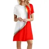 Sukienki swobodne Solidna wiosenna sukienka dla kobiet modna plaża crewnec spódnica z krótkim rękawem spaghetti Długość