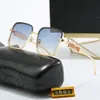 Модельер солнцезащитные очки для мужчин и женщин Прямоугольные солнцезащитные очки унисекс Дизайнерские очки Goggle Beach Роскошные солнцезащитные очки из сплава Ретро-оправа Роскошный дизайн с коробкой