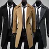 Men's Trench Coats Simple Coat Double-breasted Male Men Coldproof Pure Color Jacket
