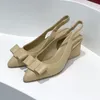 Geklede schoenen Hoge kwaliteit zacht leer Slingback sandalen voor vrouwen Puntschoen Mode Dames Hakken Strik Trend Vrouwelijke Casual