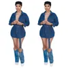 Mode damesjurk ontwerper luxe merk gewassen denim slim fit casual shirt rok Q6171
